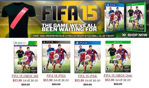 First 500 orders of FIFA 15 will get a FREE T-Shirt CLICK HERE.