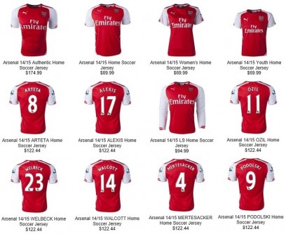 arsenal home jerseys