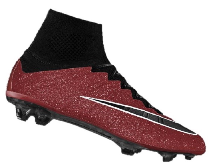 Nike iD Mercurial Superfly 4 in University Red featuring the Gala Glimmer finish