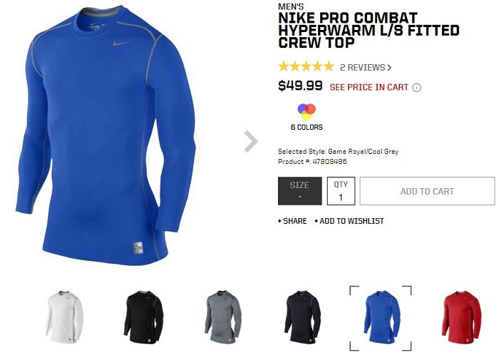 Nike Pro Combat Hyperwarm L/S Fitted Crew top buy now CLICK HERE.