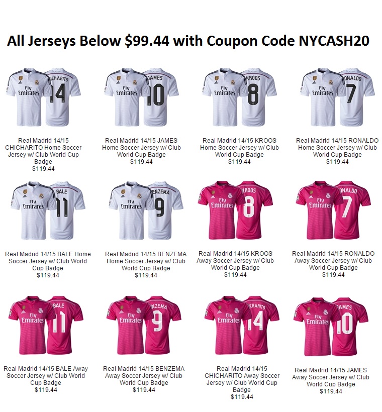 Real Madrid Jerseys with Club World Cup Badge & Customization $99.44 with Coupon Code NYCASH20 CLICK HERE